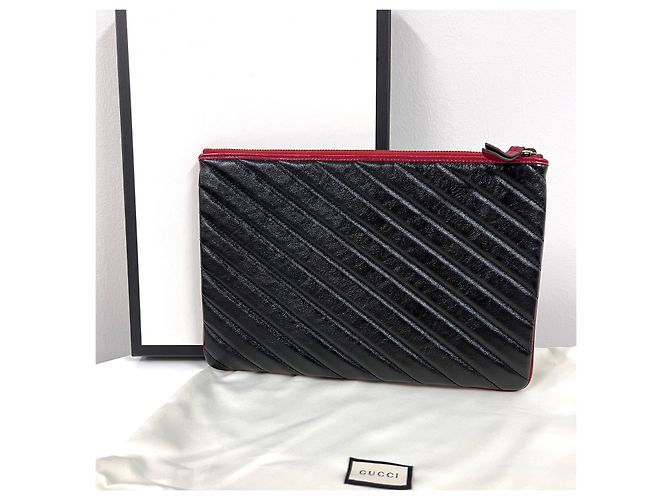 Clutch Gucci Marmont in pelle nera - vista 3