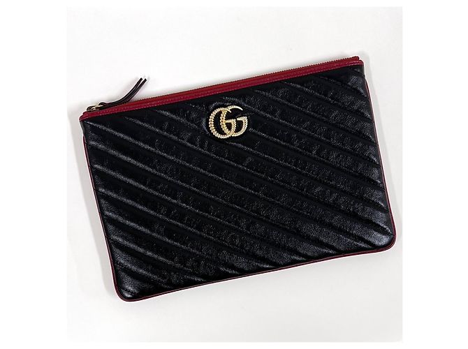 Clutch Gucci Marmont in pelle nera - vista 4