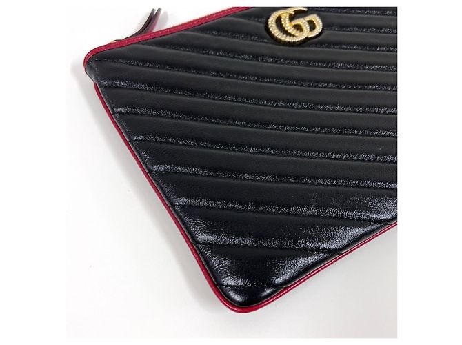 Clutch Gucci Marmont in pelle nera - vista 5