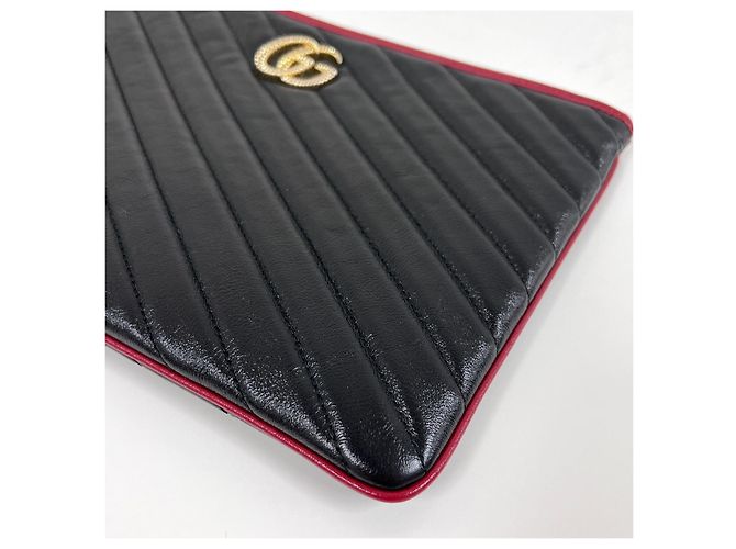 Clutch Gucci Marmont in pelle nera - vista 6