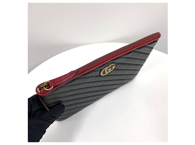 Clutch Gucci Marmont in pelle nera - vista 8