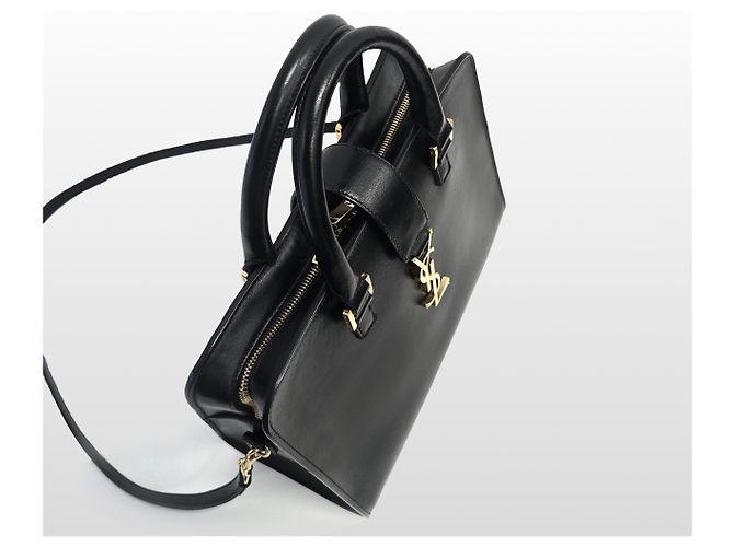 Autre Marque Borsa a spalla Monogram Cabas in pelle di vitello Gold Small Nera - vista 4