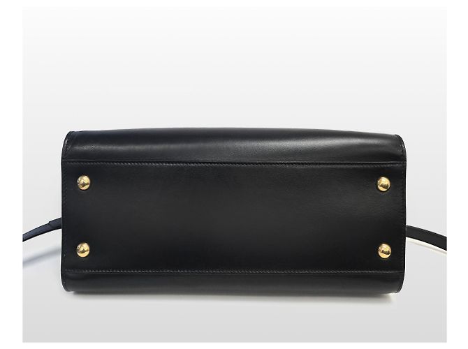 Autre Marque Borsa a spalla Monogram Cabas in pelle di vitello Gold Small Nera - vista 6