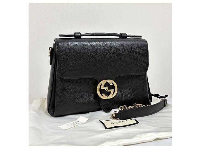 Gucci Interlocking Top Handle Tote Bag Schultertasche Schwarz - Ansicht 4