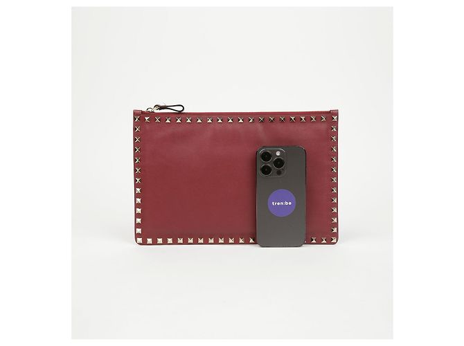 Clutch Rockstud Valentino Marrone Pelle - vista 7