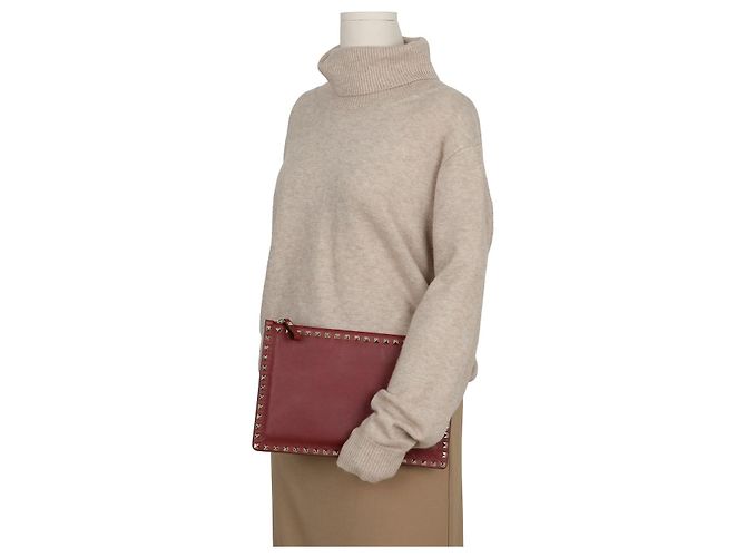Clutch Rockstud Valentino Marrone Pelle - vista 9