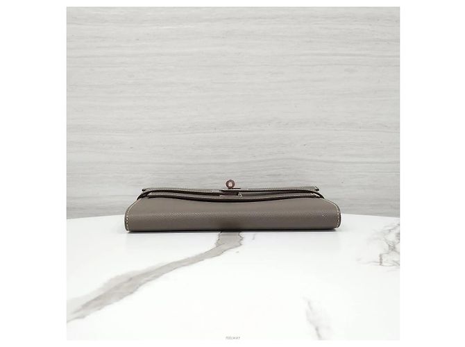 Hermès Klassisches Long Wallet Epsom Vertigo Silver - Ansicht 7