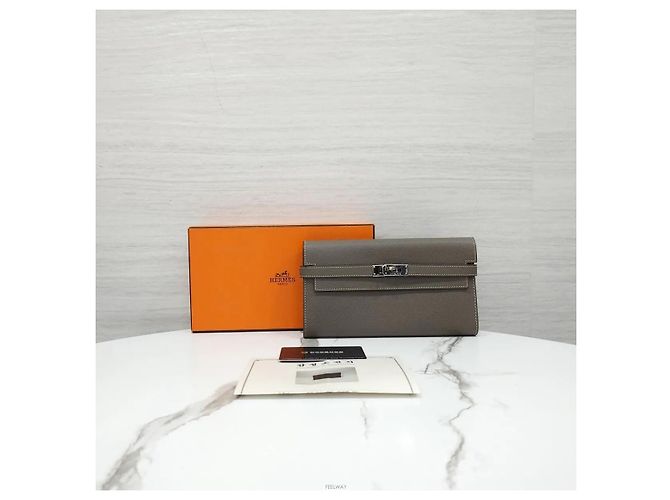 Hermès Klassisches Long Wallet Epsom Vertigo Silver - Ansicht 9