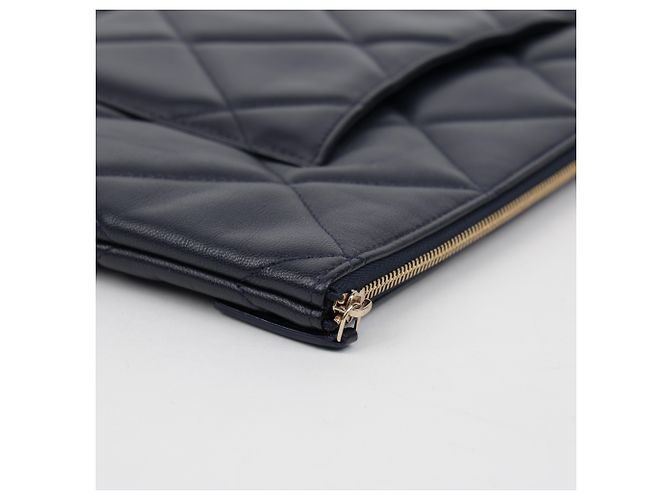 Clutch Chanel Large Marrone In Agnello - vista 14