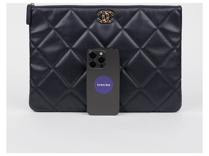 Clutch Chanel Large Marrone In Agnello - vista 16