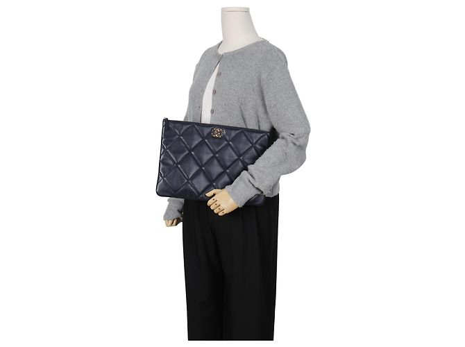 Clutch Chanel Large Marrone In Agnello - vista 18