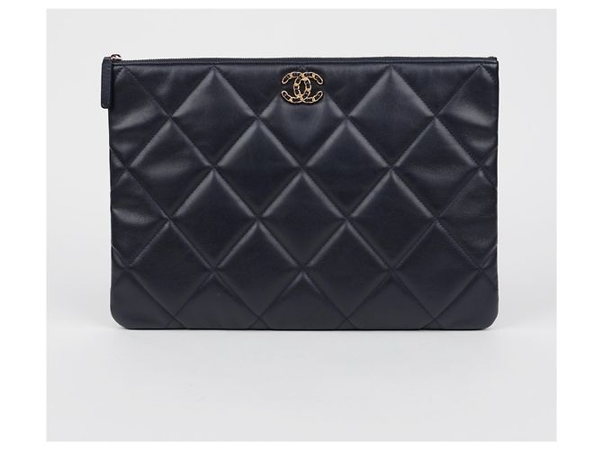 Clutch Chanel Large Marrone In Agnello - vista 2