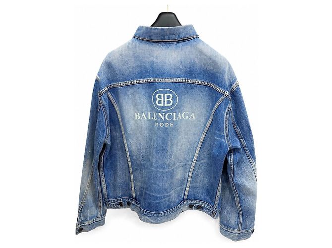 Balenciaga Denimjacke mit BB-Logo - Ansicht 3