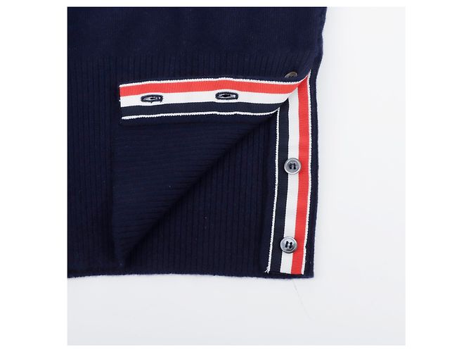 Thom Browne Kaschmir-Strickpullover mit Rundhalsausschnitt diagonal Navy - Ansicht 6