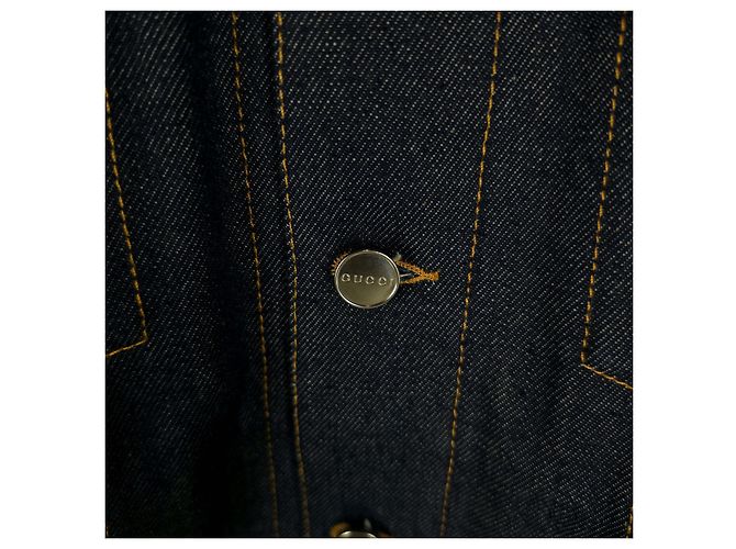Gucci Giacca in denim con logo e strisce laterali - vista 3