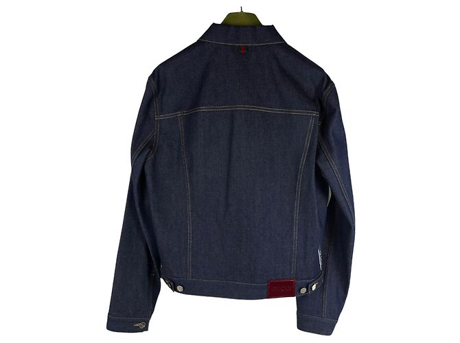 Gucci Giacca in denim con logo e strisce laterali - vista 4