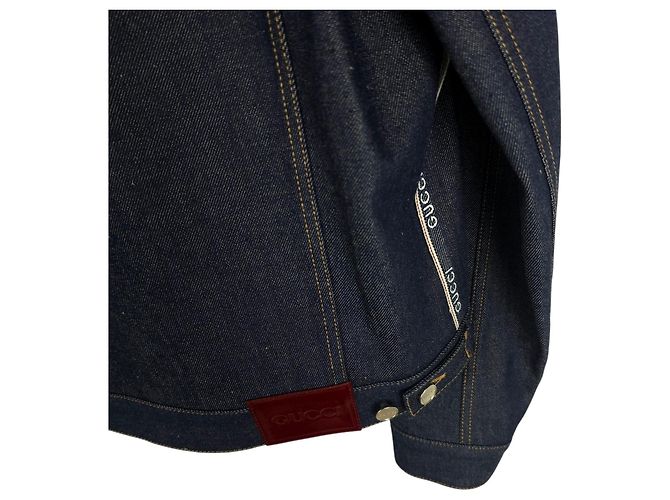 Gucci Giacca in denim con logo e strisce laterali - vista 6