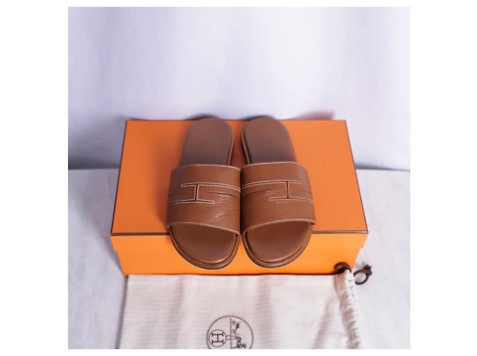 Hermès Sandalo Slipper Pacific Leather Gold - vista 2