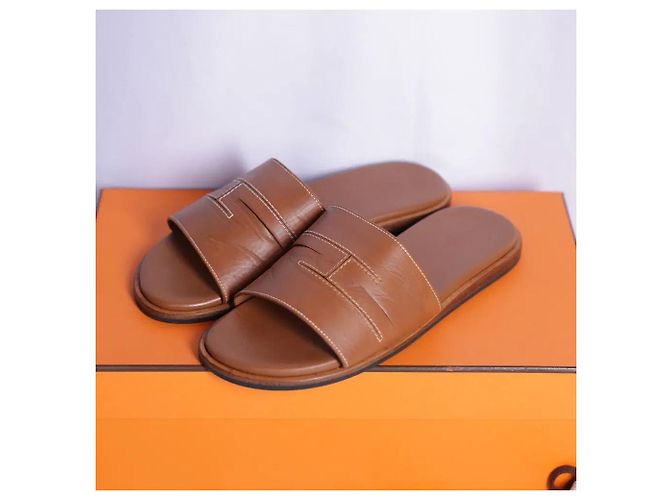 Hermès Sandalo Slipper Pacific Leather Gold - vista 3