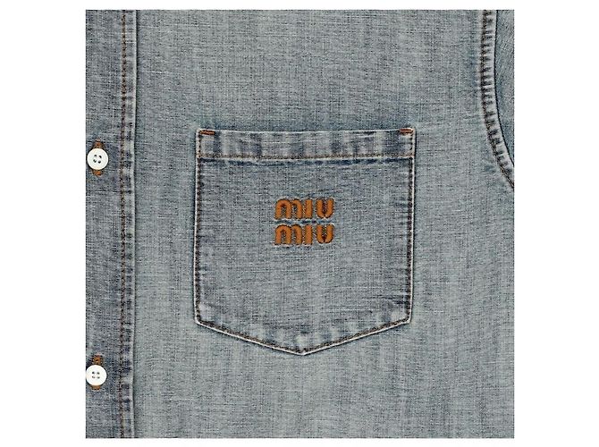 Miu Miu Camicia in denim chambray da donna - vista 7
