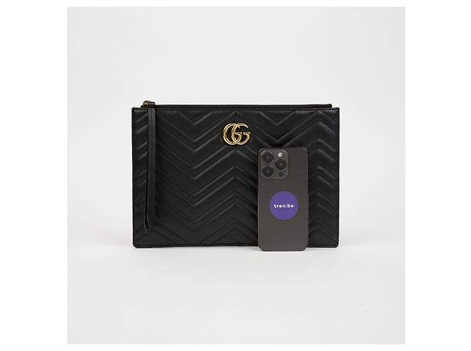 Gucci Gesteppte Leder-Clutch Schwarz - Ansicht 10