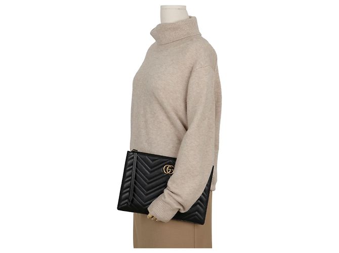 Gucci Gesteppte Leder-Clutch Schwarz - Ansicht 13