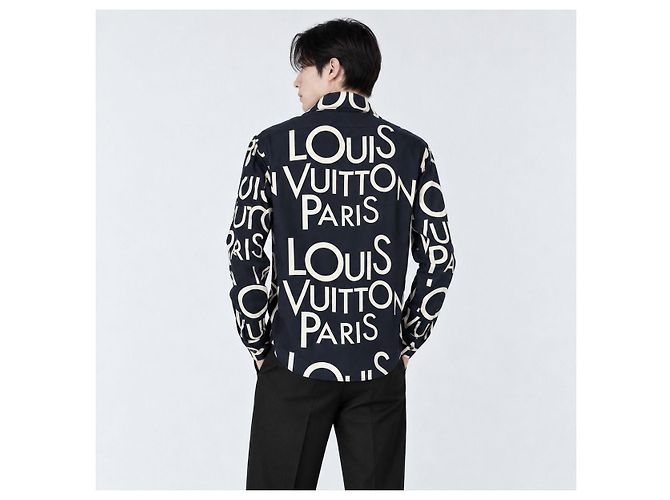 Louis Vuitton Letters Galaxy Regular Seidenhemd Schwarz Weiß - Ansicht 2
