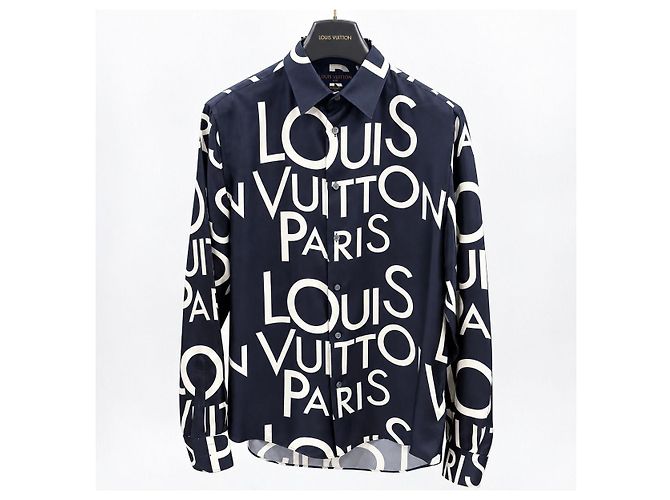 Louis Vuitton Letters Galaxy Regular Seidenhemd Schwarz Weiß - Ansicht 3