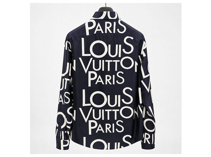 Louis Vuitton Letters Galaxy Regular Seidenhemd Schwarz Weiß - Ansicht 4