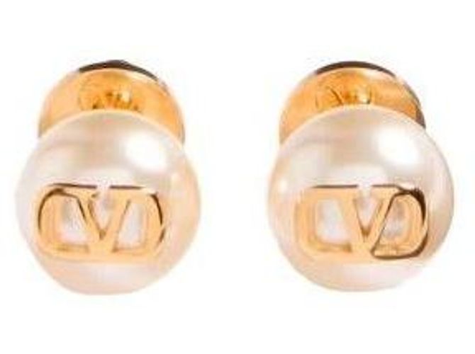 Orecchini Valentino V Logo con perle oro - vista 4