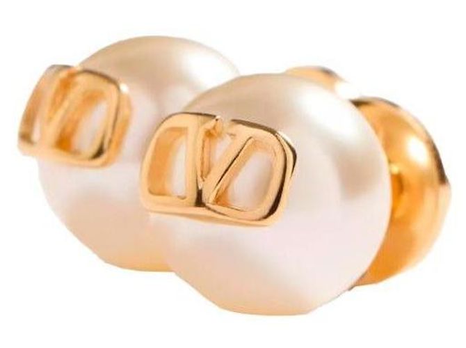 Orecchini Valentino V Logo con perle oro - vista 5
