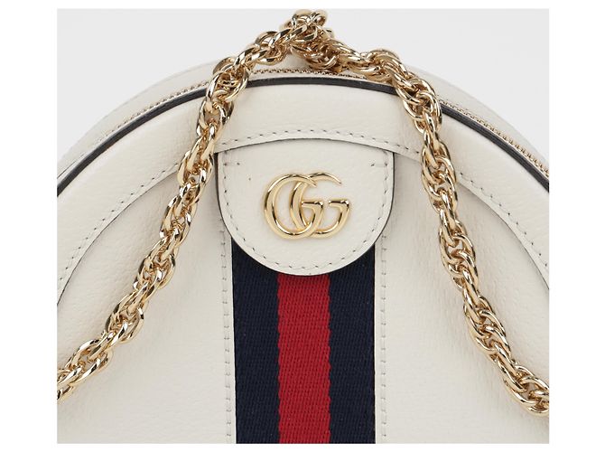 Gucci Borsa a tracolla mini Ophidia GG Round Chain White - vista 3