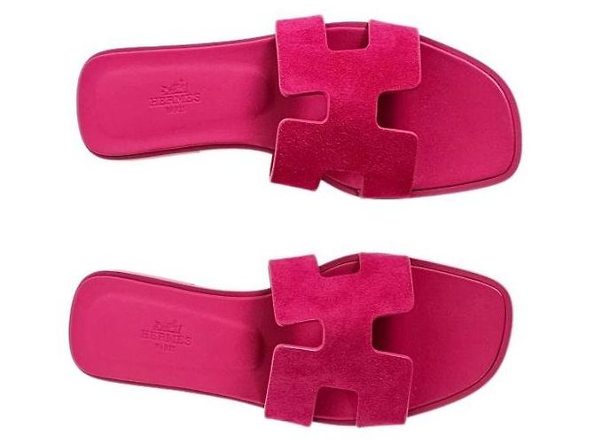 Hermès Sandales et mules pour femmes en cuir de chèvre suédé - vue 3