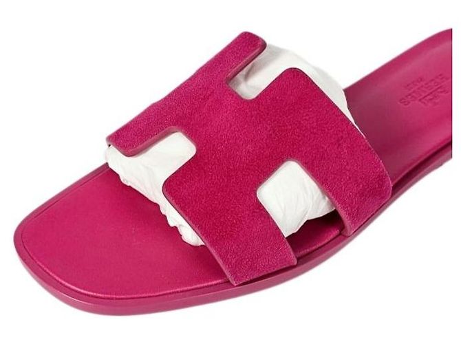 Hermès Sandales et mules pour femmes en cuir de chèvre suédé - vue 8