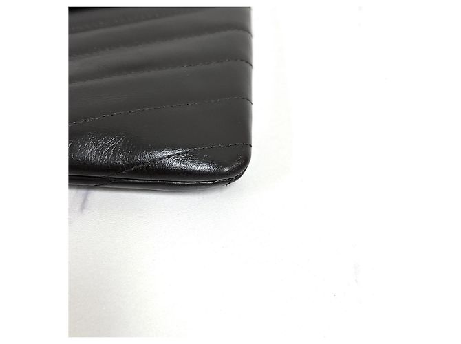 Chanel Clutch con patta Chevron Nero - vista 9