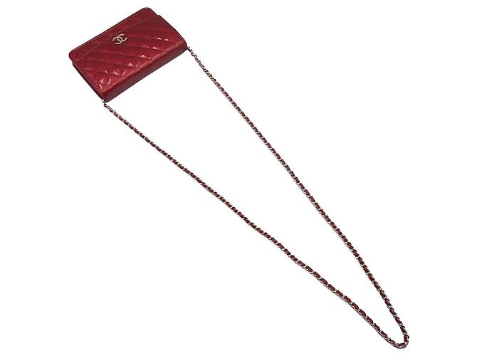Chanel Borsa a tracolla WOC Wallet on Chain in vernice rossa - vista 6