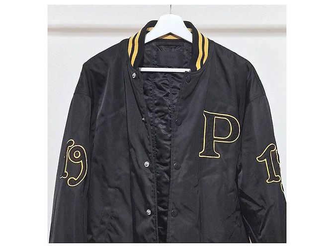 Prada Re-Nylon Varsity Logo Patch Bomber Jacket - view 4