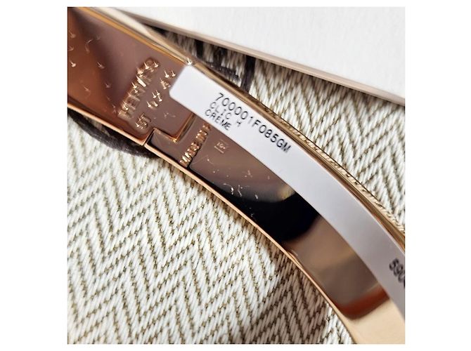 Hermès Bracciale Rigido Blanc Narrow Cream Rose Gold - vista 10
