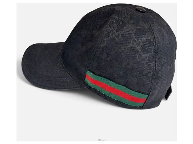 Gucci GG Canvas Black Web Baseball-Kappe - Ansicht 2