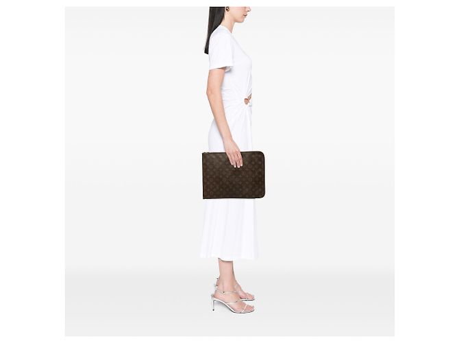 Borsa Business Portfolio Louis Vuitton Monogram Poche Documents Marrone - vista 7