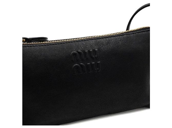 Miu Miu Borsa a tracolla pouch in pelle Napa nera - vista 10