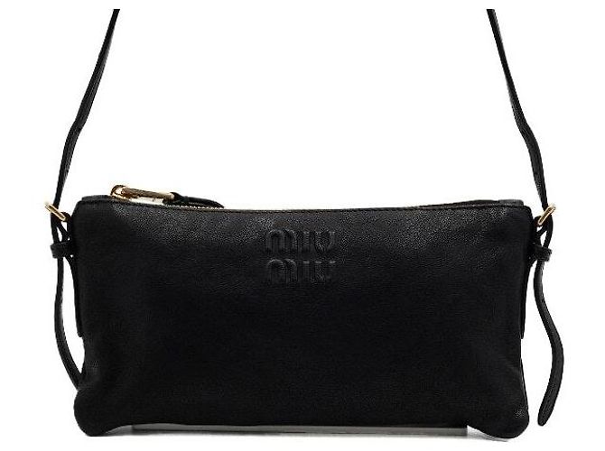 Miu Miu Borsa a tracolla pouch in pelle Napa nera - vista 2