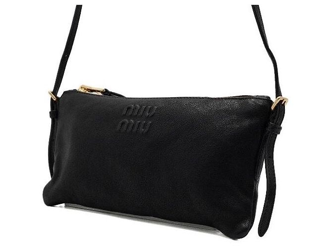 Miu Miu Borsa a tracolla pouch in pelle Napa nera - vista 3