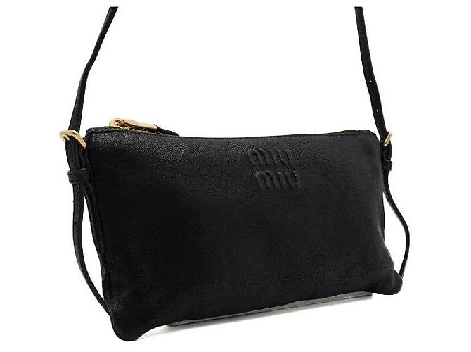 Miu Miu Borsa a tracolla pouch in pelle Napa nera - vista 4