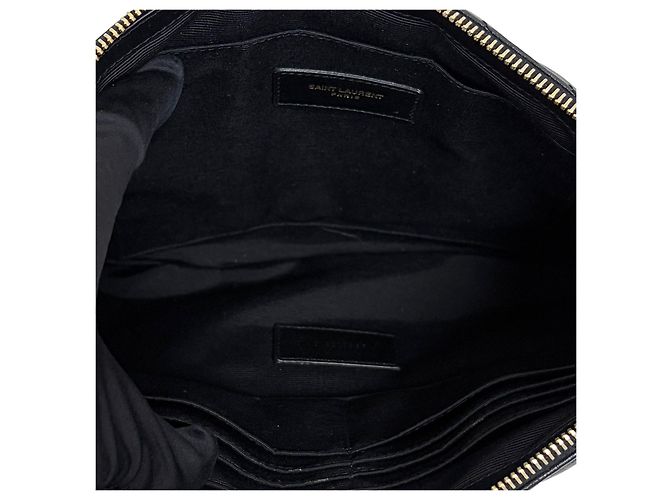 Autre Marque Clutch matelassé Chevron Gold New Medium Black - vista 12