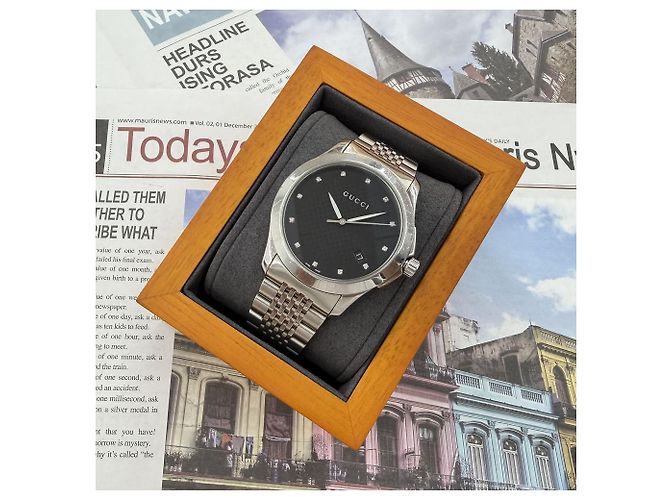 Gucci G-Timeless Quadrante Nero Diamanti Bracciale Rice Grain Quartz - vista 11