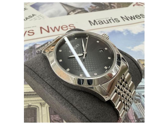 Gucci G-Timeless Quadrante Nero Diamanti Bracciale Rice Grain Quartz - vista 13