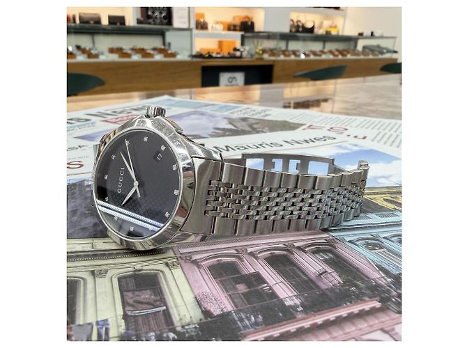 Gucci G-Timeless Quadrante Nero Diamanti Bracciale Rice Grain Quartz - vista 21