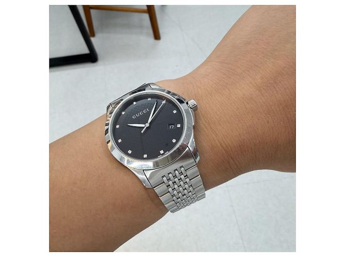 Gucci G-Timeless Quadrante Nero Diamanti Bracciale Rice Grain Quartz - vista 24