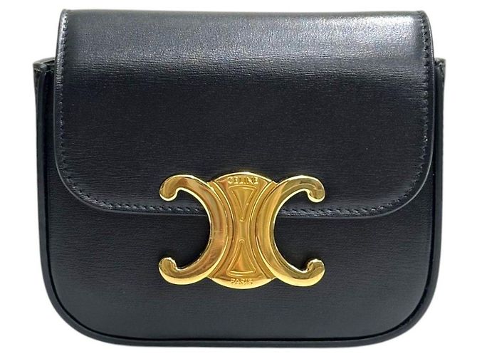 Céline Mini Cloud in vitello lucido nero - vista 2